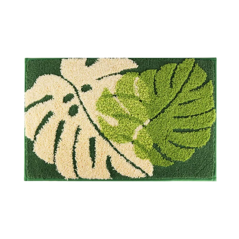 

Microfiber Bath Mat 16''x24'' No Slip Kids Bath Rugs Cute Bathroom Tub Floor Shower Water Absorbent Machine Washable Plant Leaf