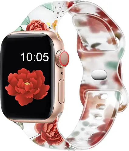 

Leyi new Apple Smart Replacement Printing flower Silicone Transparent Strap Watch Sports Band For Apple iwatch 38 mm 41mm 45mm