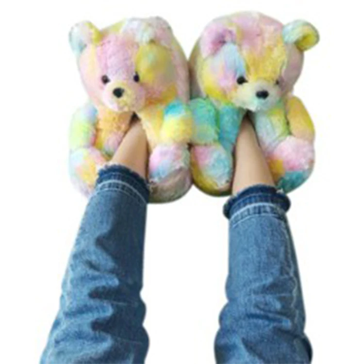 

Women plush teddy bear house slippers comfortable indoor cute teddy bear slippers wholesale price