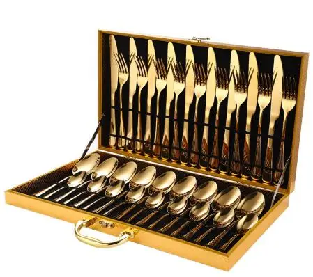 

Knife Spoon Fork Set Gold Cutlery 36PCS Stainless Steel Flatware sets Cutery Set, Sliver/gold/rose gold/rainbow/black