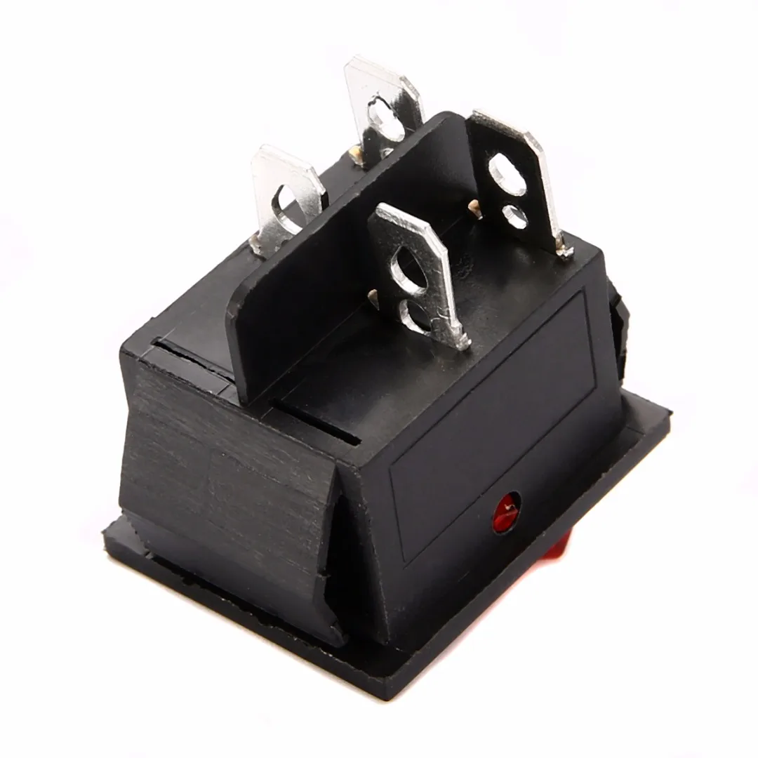 2 Position Red Light Rocker Switch 16A/250V KCD4-20 4 Pin ON/OFF Toggle Switches 35 x 25.5 x 10mm