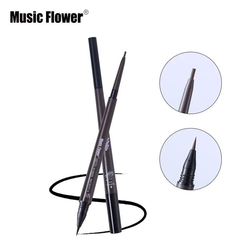 

Eyebrow Color Music Flower Microblading Waterproof Eyebrow Enhancers Permanent 2 in 1 Eyebrow Pencil Double Head Brow pencil, 3 colors