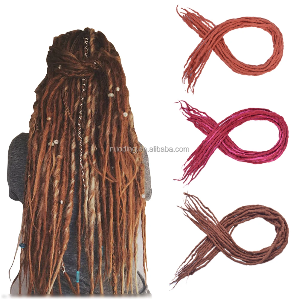 

New arrival 22inch wool felt colorful reggae dreadlocks soft easy install hair extensions dread loc 10strands/pack crochet hair