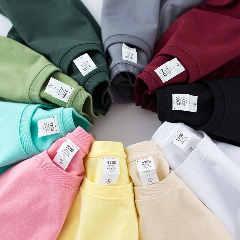 

Plain soft basic white shirt mens tshirt heavy thick 100% cotton 270gsm solid color black t shirt for men and unisex, Customized color