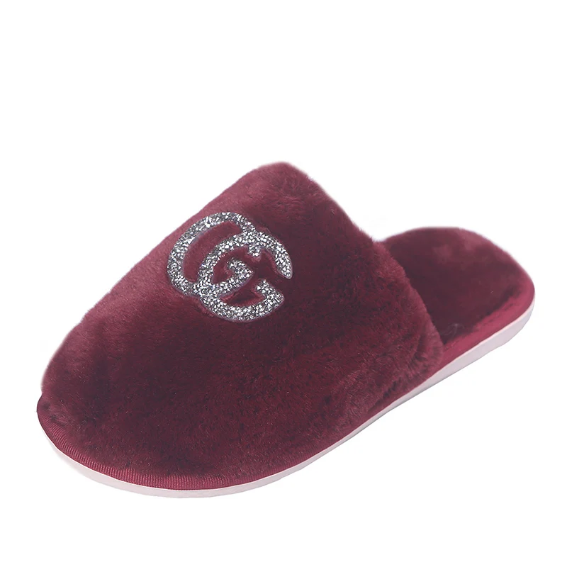 

2021 wholesales fashion ladies female casual slides shoes new famous brand designer fur women bedroom slippers, Black,grey, red, purple