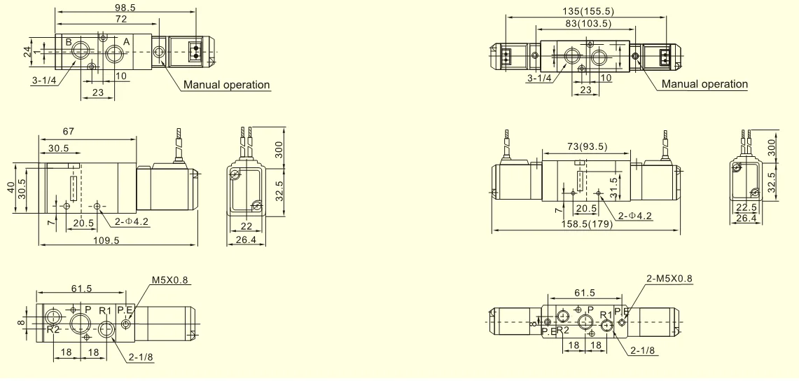 Smc Type 2 Position 5 Way Pneumatic Solenoid Valve With Wire/led Coil