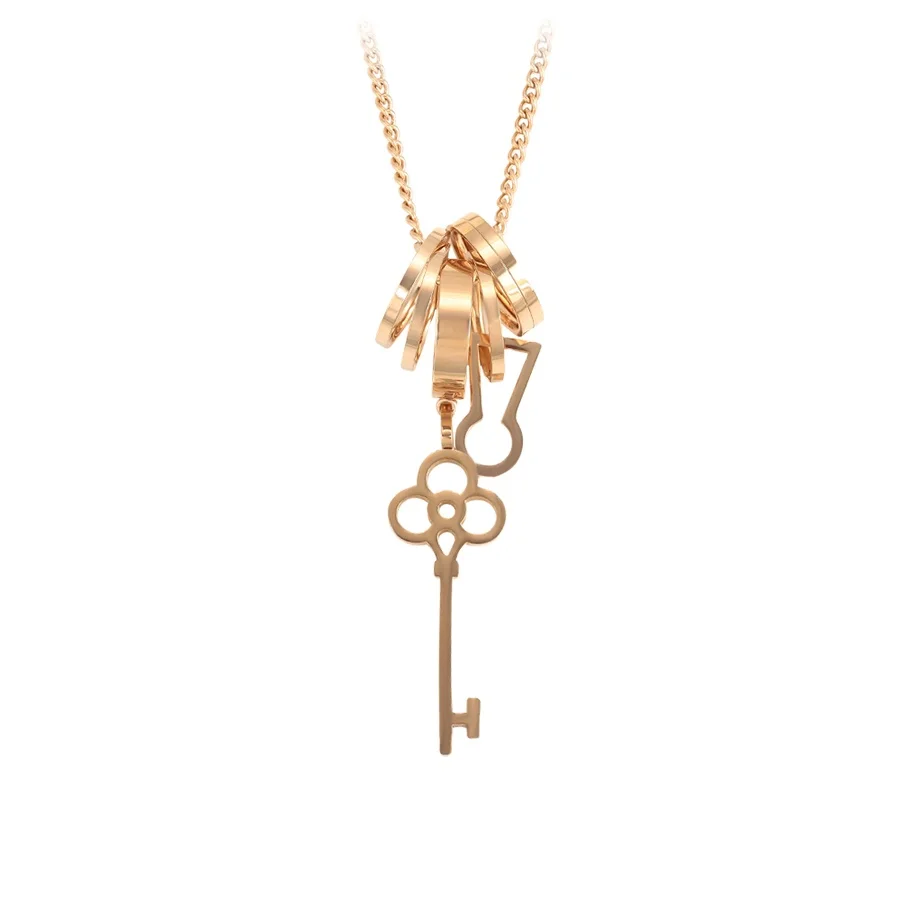 

47160 Xuping jewelry Glamour Jewelry Key Pendant multi-ring rose gold delicate jewelry fashion steel necklaces