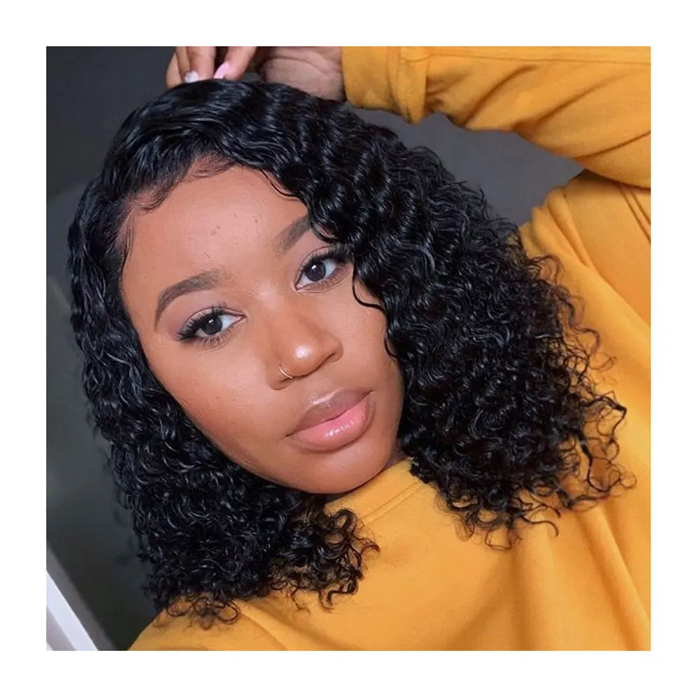 

Wholesale Cheap Bob Curly Short Human Hair Lace Front Wigs For Black Women