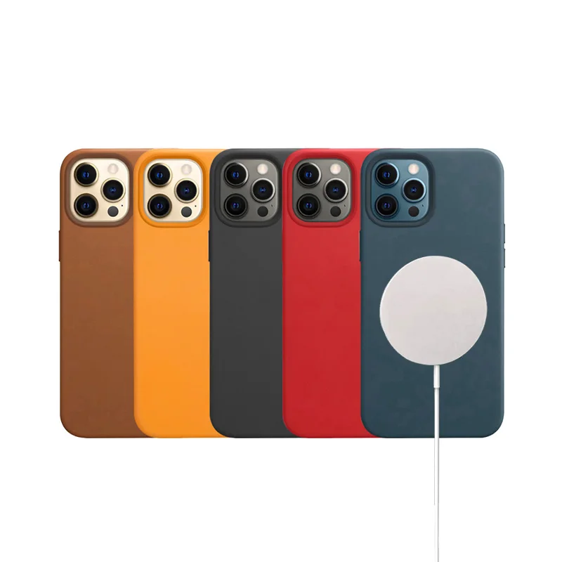 

Luxury Magnet Leather Cover Case for iPhone for Magsafe Slim Leather Phone Case for iPhone 12 Pro max