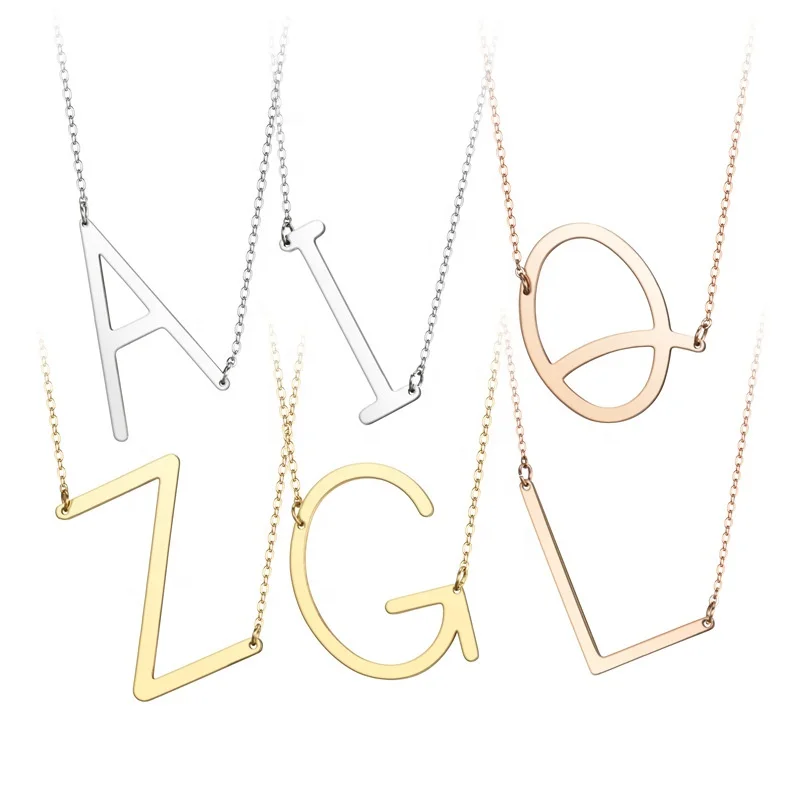 

Hot selling New 26 English letters Valentine's Day gift fashion couple pendant necklace factory direct sales, Gold/steel/rose gold