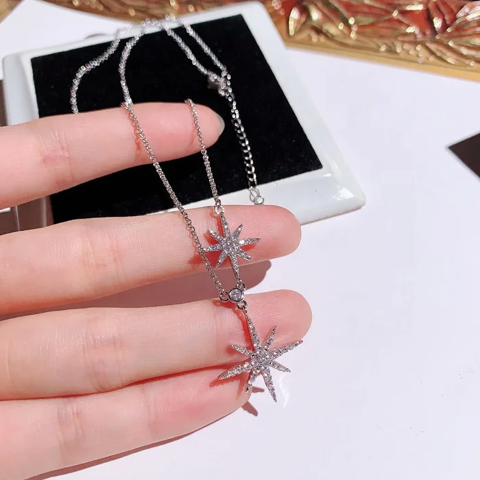 

Fashion Octagonal Star Pendant Necklaces for Women Original Quality Zircon Never Fade Clavicle Chain Necklace