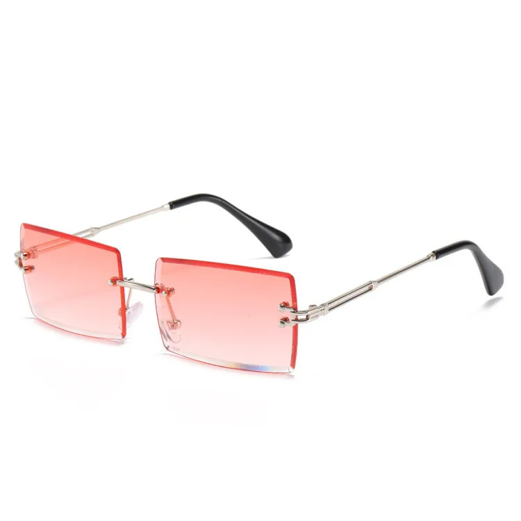 

31274 Wholesale Metal Sun Glasses Ready Stock Eyewear New Design Rimless Small Square Sunglasses 2021