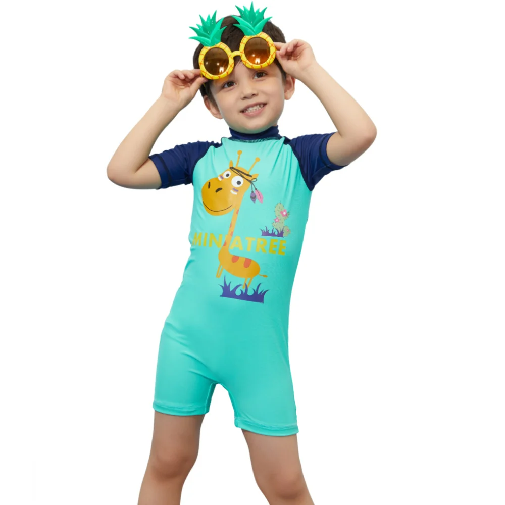 

Miniatree New Fashion Swimwear Kids Swimsuits One Piece Swim Suit Children Zipper Swimwear Quick Dry Children Swimsuits, Green