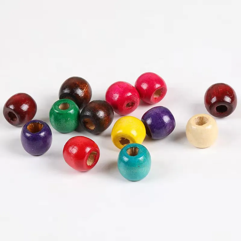 

Colorful Wooden Beads Large Hole Loose Ball Beads Making DIY Bracelet Necklace Jewelry Accessories