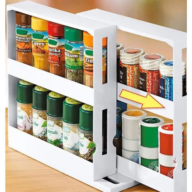 

Seasoning rotating rack HOP4f kitchen spice holder glass spice rack, White