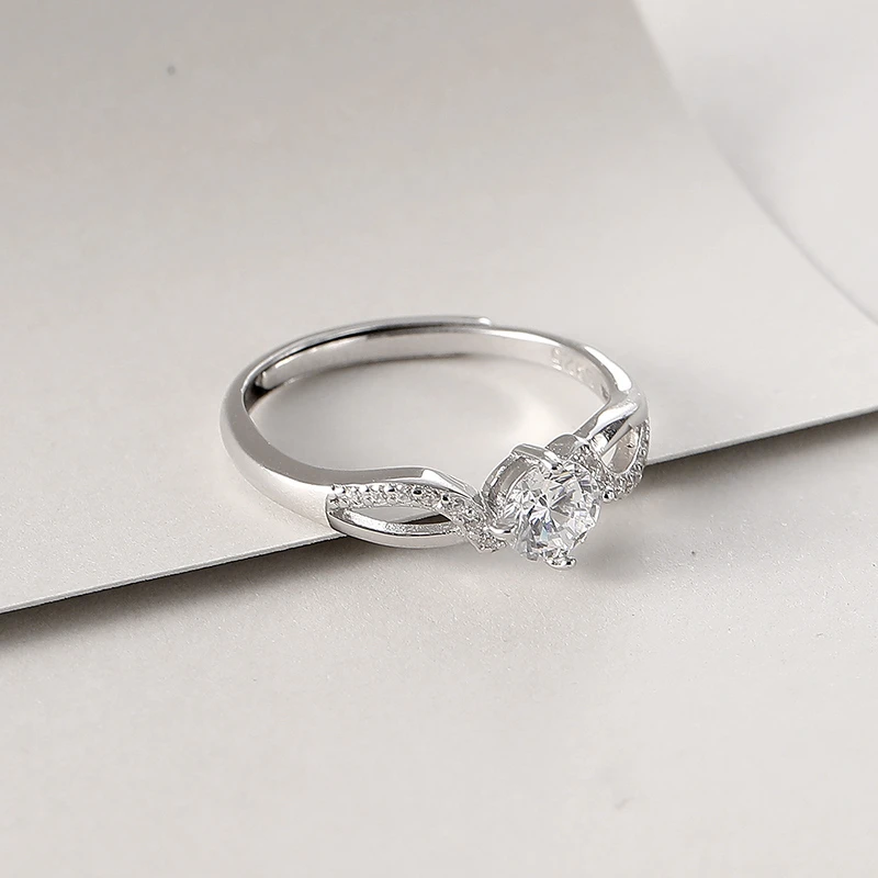 

Popular 925 Sterling Silver Jewelry Clear CZ Gemstone Wave Rings for Wedding