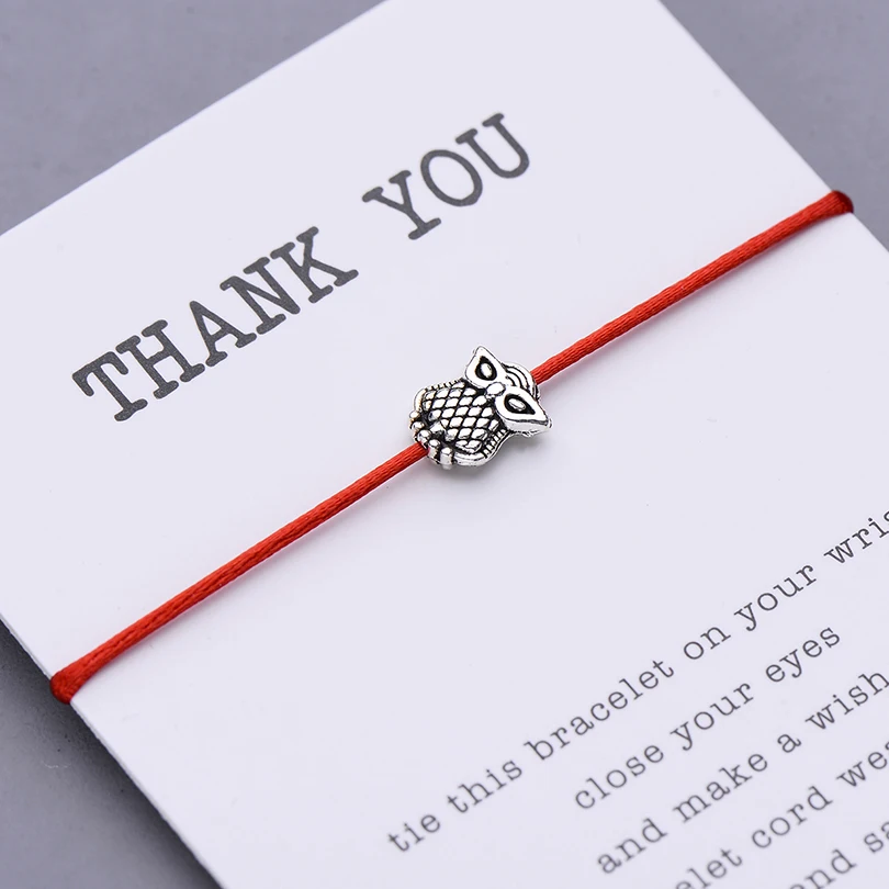 

Vintage Owl Charm Wish Bracelet Jewelry Lucky Red String Bracelets for Women Men Children Friendship Inspirational Gift