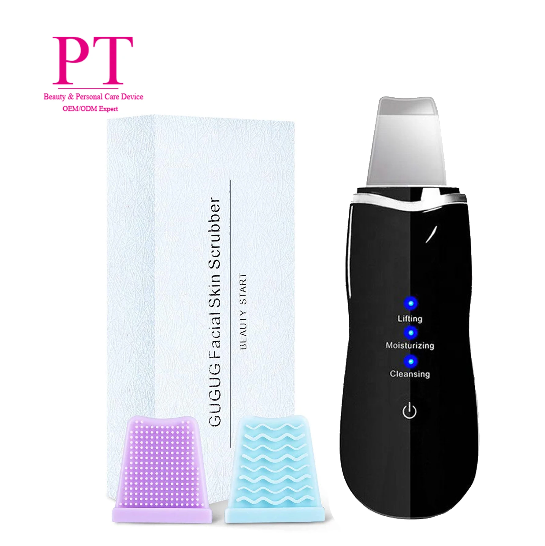 

New Selling 3 In 1 USB Rechargeable Lifting & Moisturizing& Cleansing Face Deep Cleaning Facial Skin Scrubber Ultrasonic, White,black,pink, red