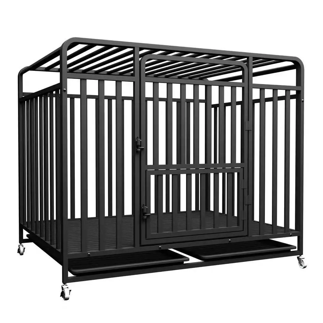 

Factory Direct Sell Bold All Metal Square Tube Pet Cage Dog Kennel Cat Crate with Isolated Panel and Toilet for Large Dog Cat, As picture