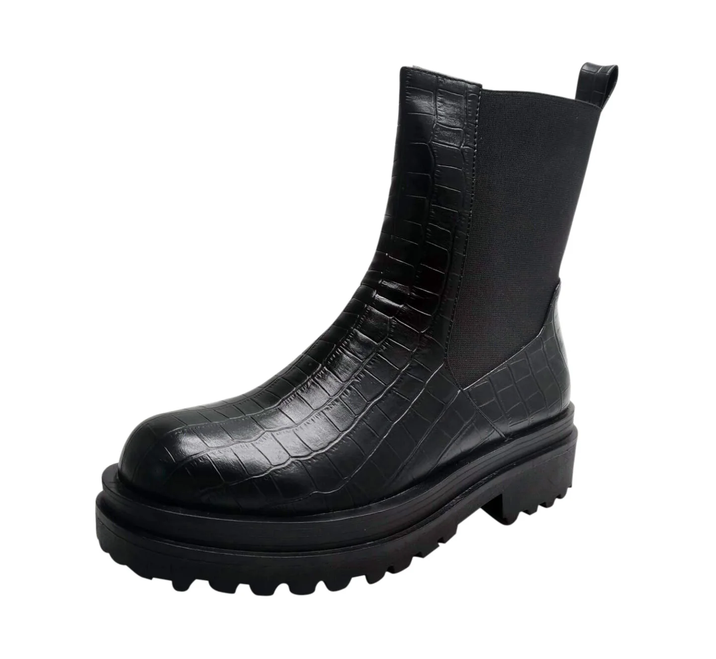 

Quality Fashion Trend Ankle Boots Ladies Women Black Platform Crocodile Leather Luxury Boots