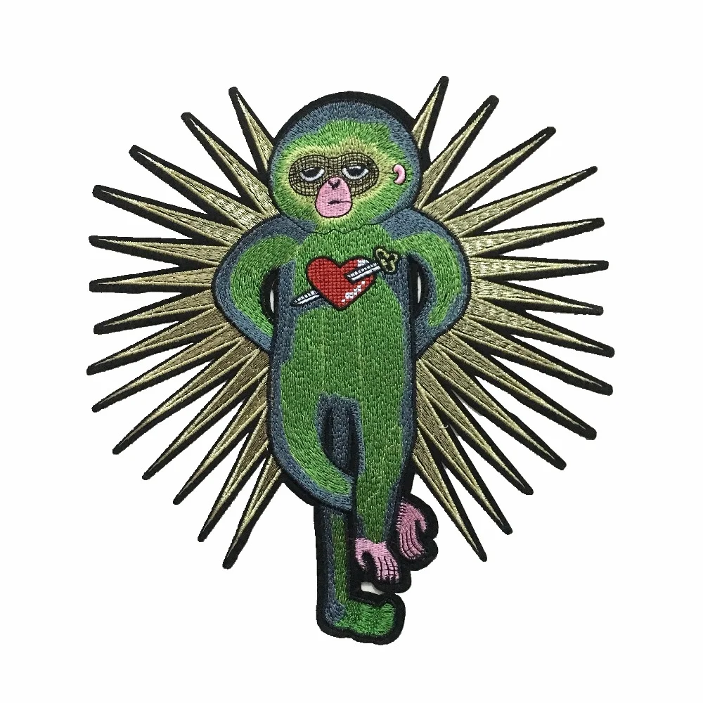

New monkey patch shoe bag DIY garment jacket with green ape embroidery patch can be customized