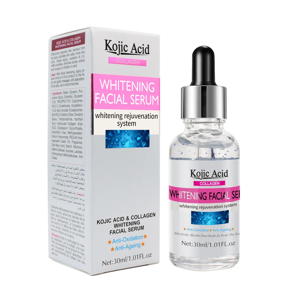 

30ml Facial Skin Care Anti Aging Brightening Hydrating Lightening Kojic Acid Collagen Whitening Face Serum