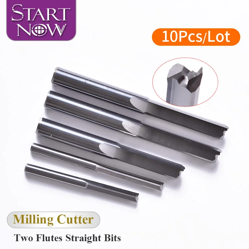 

Startnow 10PCS Milling Cutters Tungsten Carbide Two Flutes Straight Bits 3.175 6 End Mills MDF Plywood CNC Router Engraving Bit
