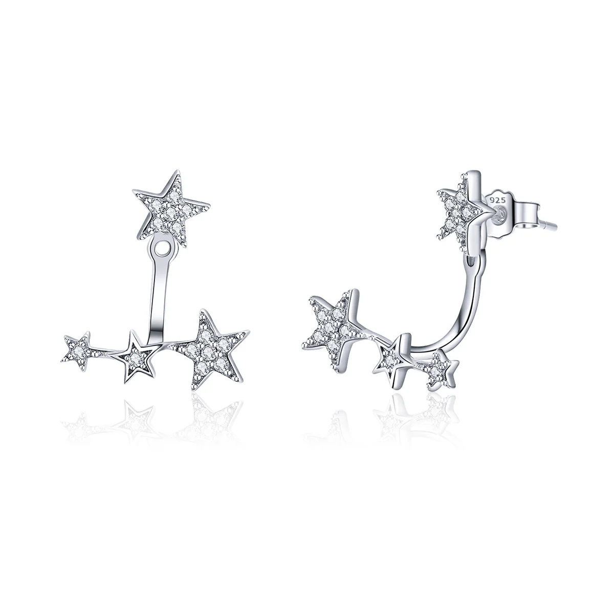 

925 Sterling Silver Twinkle Little Star Cz Fine Jewelry Studs Earrings Women