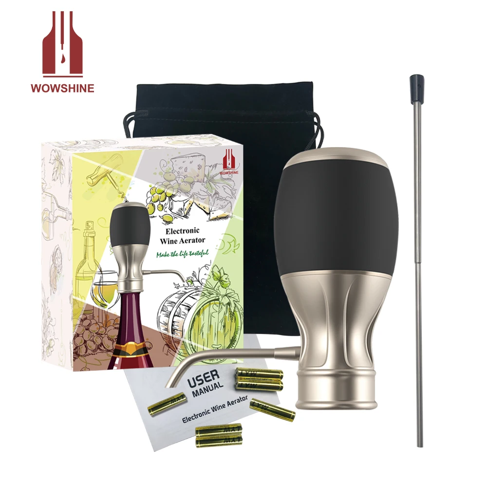 

Wowshine Electric Wine Aerator One Touch Aeration, Metal silver color