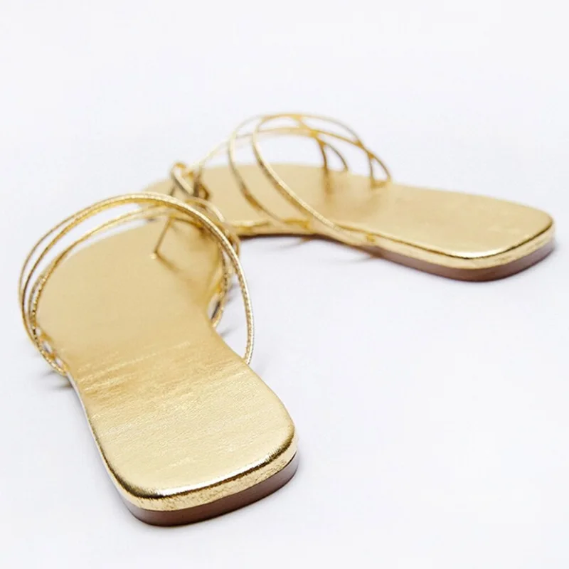 

Brand shoes summer minimalist lady slippers sandals toe loop cross strap women flat sliders round toe female comfy mules