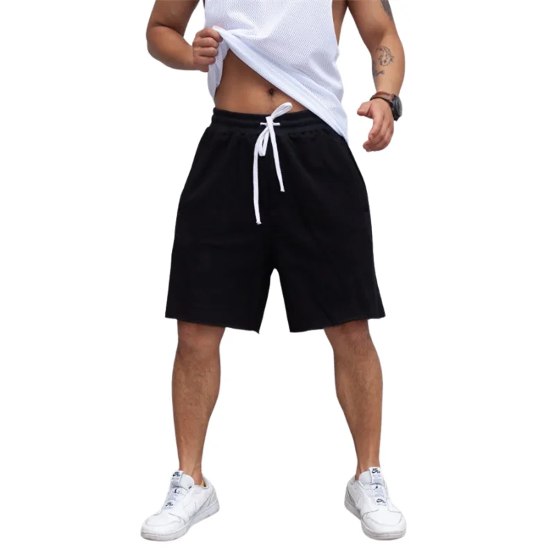 

Mens Fashion 2021 Cotton Polyester Casual Summer Cotton Short Pants Blank Shorts with Your LOGO Loose Fit Short Pants, Picture shows