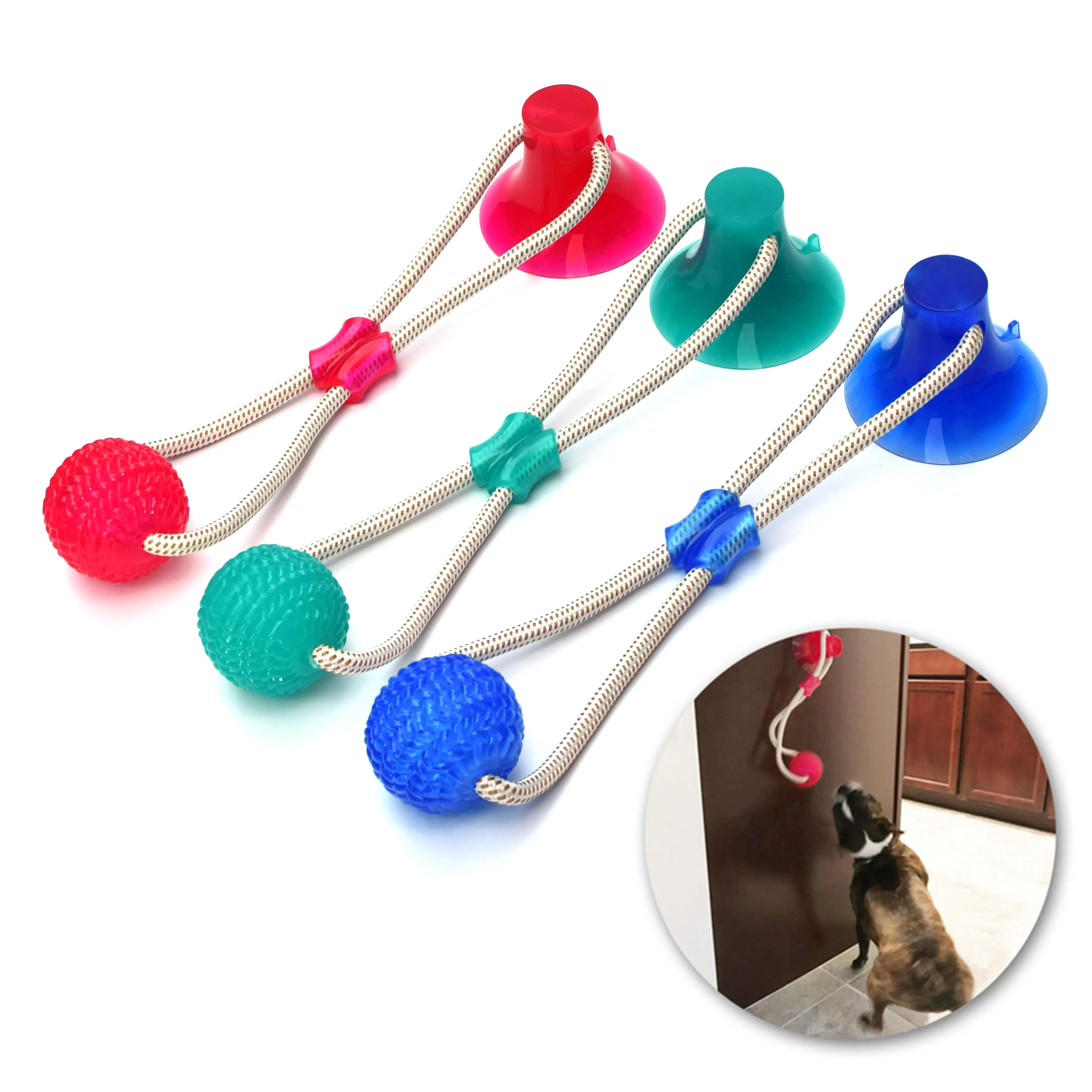 

Multifunction Pet Molar Bite Dog Toys Rubber Chew Ball Cleaning Teeth Safe Elasticity TPR Soft Puppy Suction Cup Biting Dog Toy, As photo