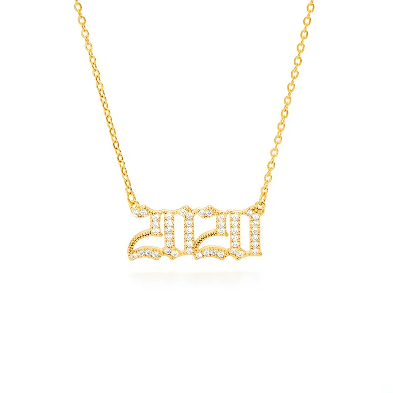 

Birth Jewelry Year 1985-2020 Cz Number Pendent Necklace Gold Plated For Gift Anniversary Jewelry Pendent Necklace