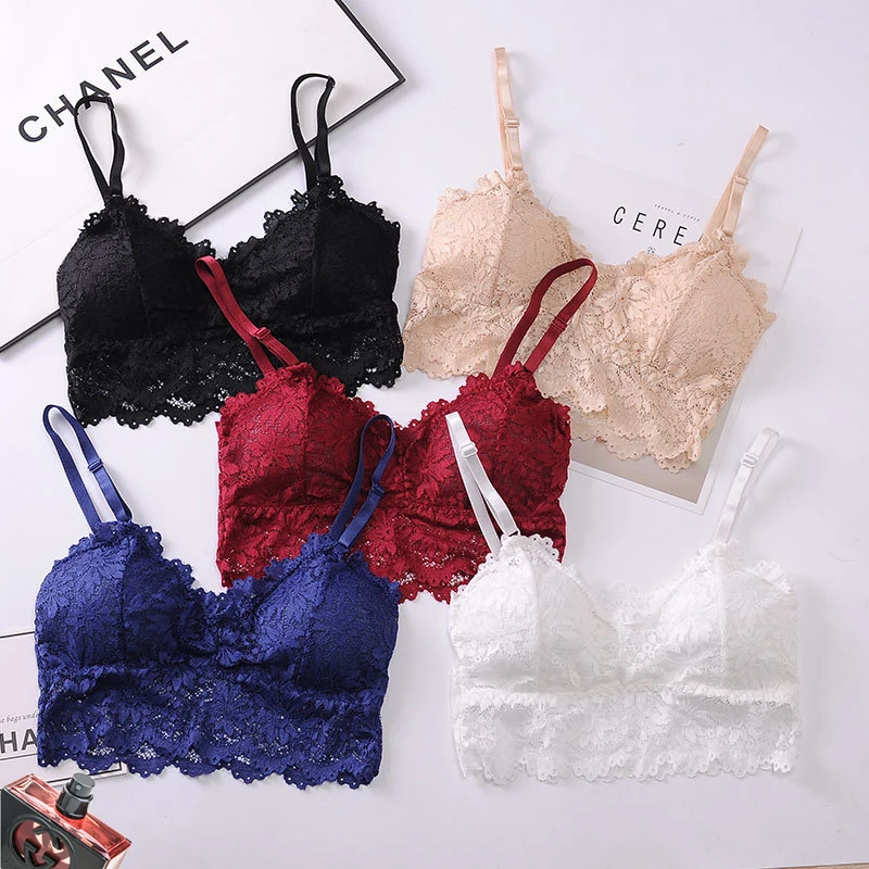 

2021 wholesale comfortable cheap young bralettes brassier floral thin wireless sexy crop top lace women vest girl bralette bra