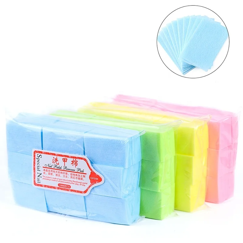 

Salon 600Pcs Nail Cotton Wipe Towel Nail Gel Polish Removal Lint-free Wipes Soak Off Clean Gel Varnish Pad Napkins Wraps, Blue/pink/green/yellow