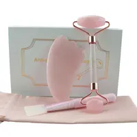 

Natural Face mask brush set Pink jade roller for face Rose quartz roller face massager