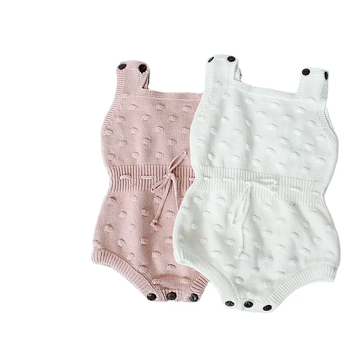 

INS Spring Summer Toddler Pink Blue Onesie Romper Girl and Boy Jumpsuits Wholesale Knit Newborn Baby Clothes