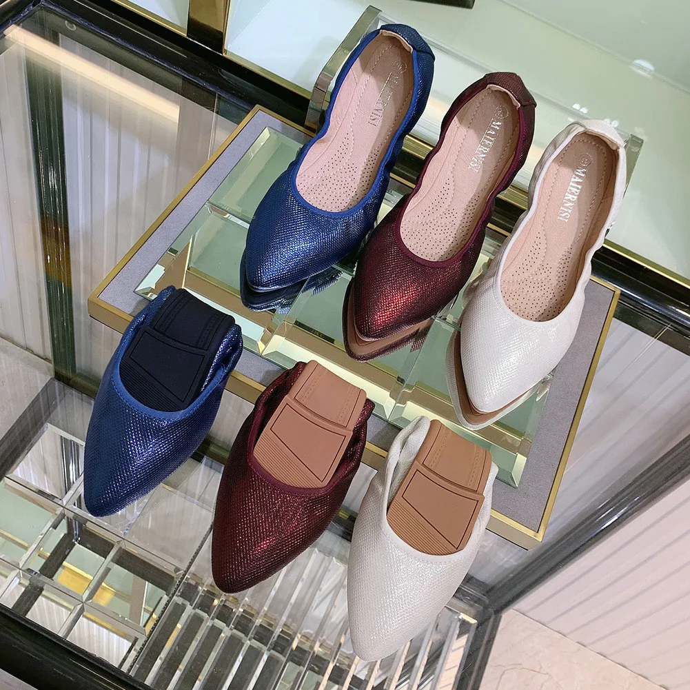 

High Quality Solid Color Women Soft Casual Shoes Big Size Women Flat Shoes, Red,white, blue