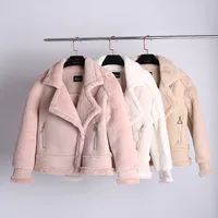 

Women's fashion solid color suede Rabbit plush locomotive jacket women top Short thick Spliced Fur Coat