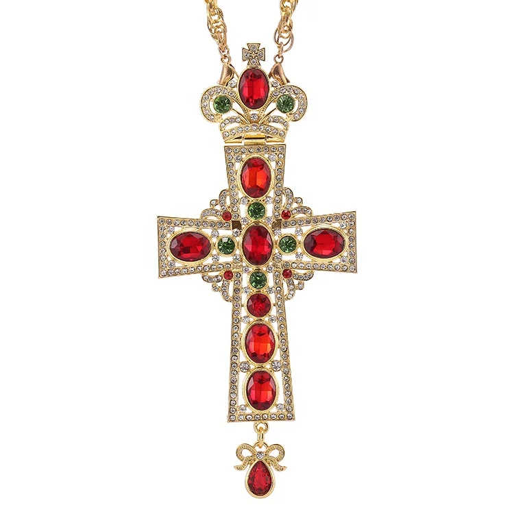 

Russian high quality double sided design handmade cross pendant necklace Byzantine orthodox Catholic cross necklace, Picture