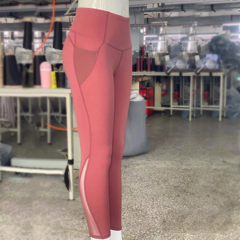 

Sexy mesh super elastic high waist sports leggings quick-drying breathable women's yoga pants with pockets