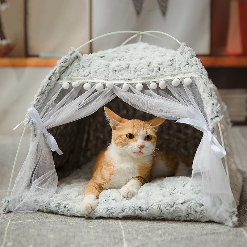 

Cat Tent House Cat Bed Portable Comfortable Removable Small Pet Bed For Dog, 3 colors