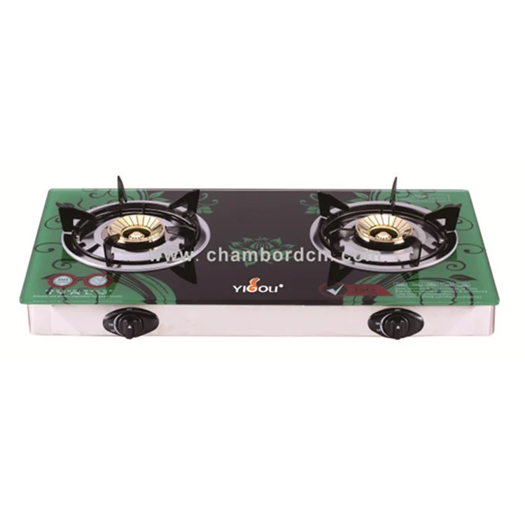 
Foshan factory supply cheaper Table gas stove With Cast Iron Burner & Brass Cap and Tempered Glass top & Stainless Steel body 