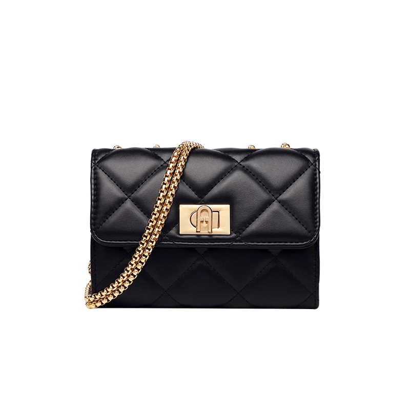 

Fashion Waterproof Pu Leather Ladies Single Crossbody Bags Women Chain Shoulder Bag, Black or customized