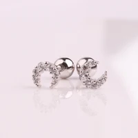 

High Quality S925 Silver Body Piercing Moon jewelry tragus piercings