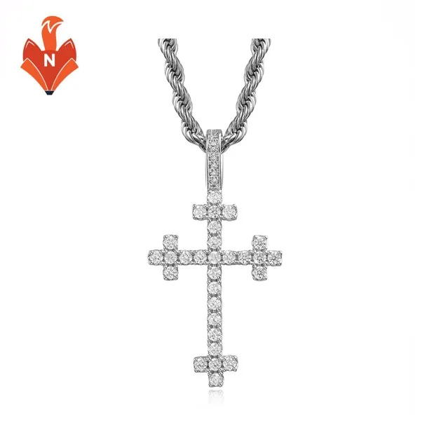 

AJ037-NE Halloween jewelry hip hop necklace micro pave CZ stones cross pendant chain necklaces stainless steel chain jewelry nec