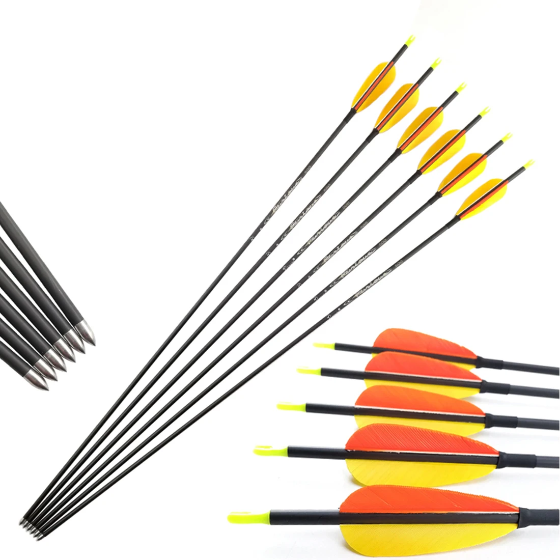

Archery Hunting Bow Arrows Spine 250-1300 Carbon Fiber Shaft Tube Turkey Feather Recurve Compound Bow Arrow