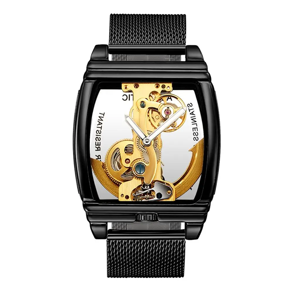 

New arrival stainless steel mens top brand luxury shenhua skeleton clock automatic mechanical watch relogio masculino