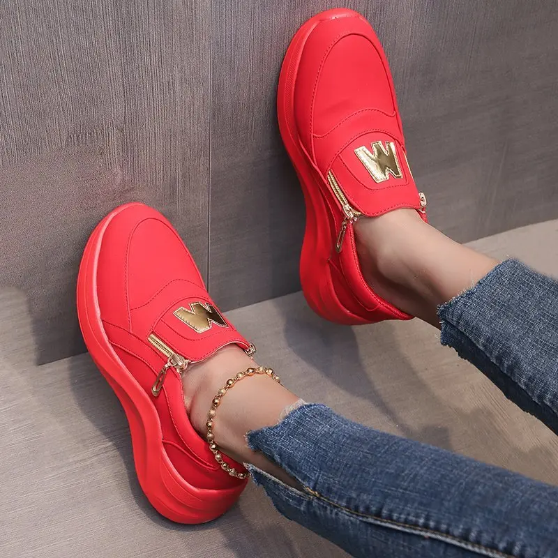 

platform sneakers Autumn fashion candy colors increase in casual flat-bottomed outdoor running shoes women's single shoes