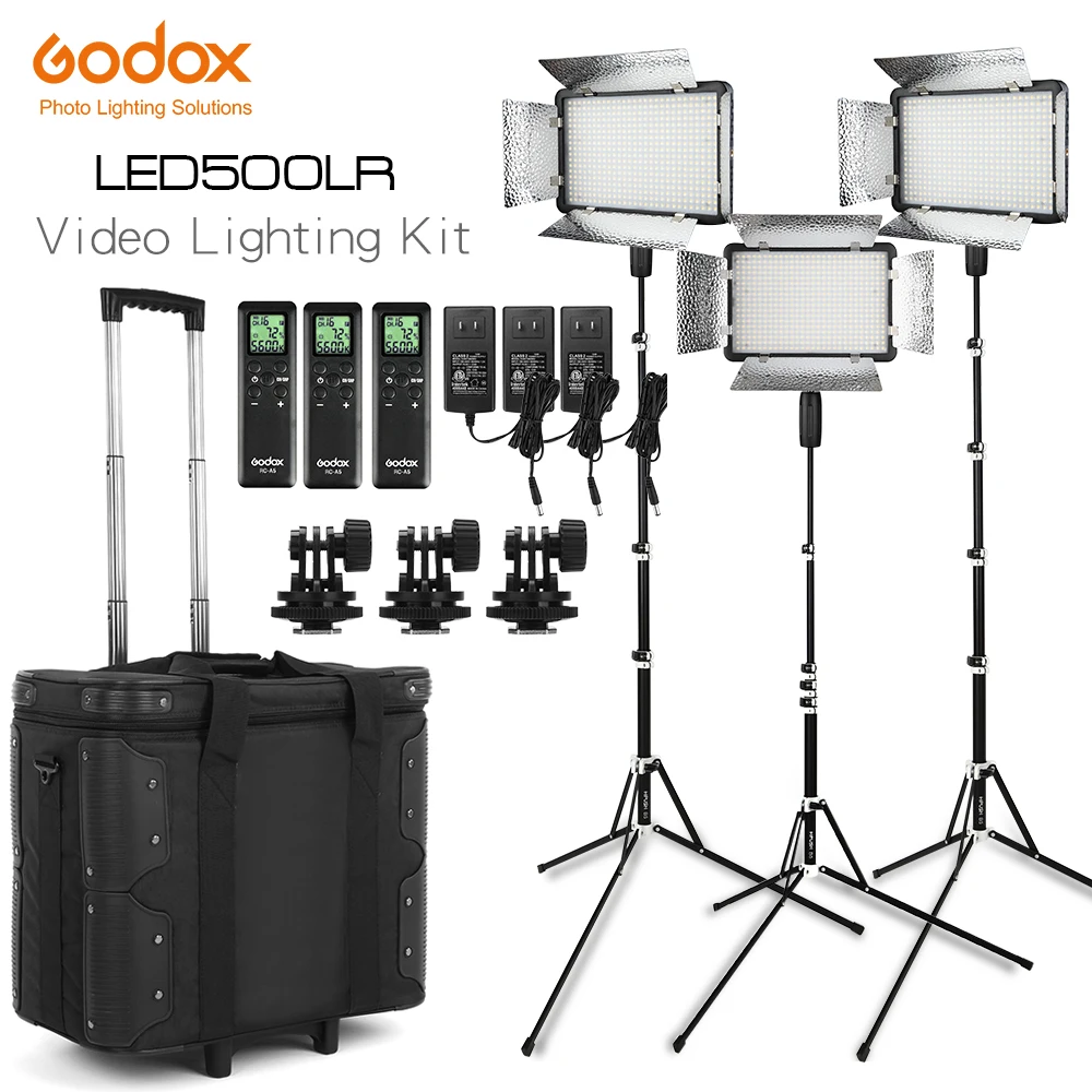 

inlighttech Godox LED Light 3X LED500LRC 3300-5600K Video Light + Light Stand + Roller Carry Bag Video, Other